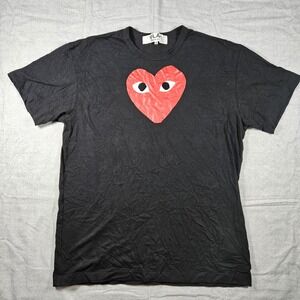Comme des Garcons Play Mens Black Red Heart Logo T-Shirt XXL Made in Japan